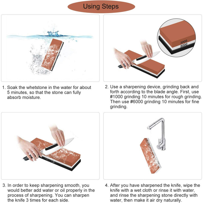 Набір для заточування ножів KELOFO 2-в-1: професійний шліф-камінь 3000/8000
