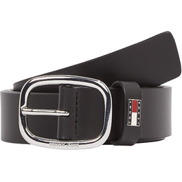 Жіночий шкіряний ремінь Tommy Jeans овальний, чорний, 95 см