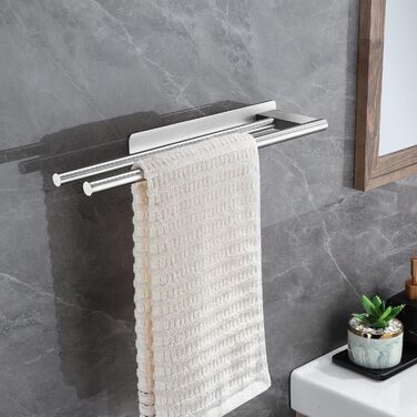 Подвійний тримач для рушників Doppelt без свердління, 304 нержавіюча сталь, сріблястий, 39 см