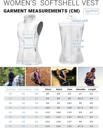 Легка жіноча софтшеллова жилетка 33,000ft: водонепроникна, вітрозахисна, для бігу, гольфу, туризму, біла