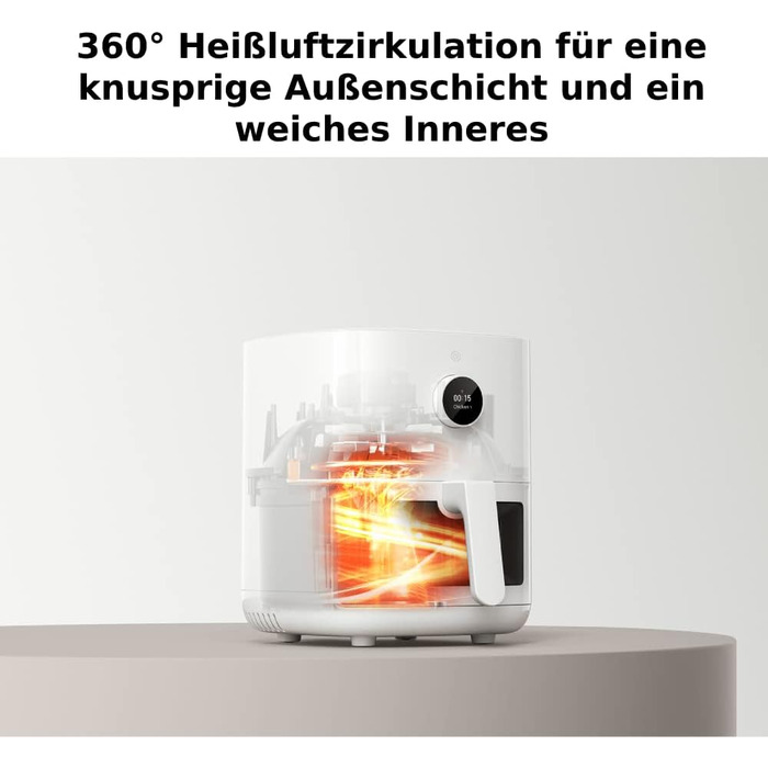 Фритюрниця Xiaomi Smart Air Fryer Pro 4L з OLED-дисплеєм, оглядовим вікном, підтримкою iOS/Android, 1600 Вт, 4 літри, таймер, температура 40-200°C, сумісна з Google Assistant, можна мити в посудомийці