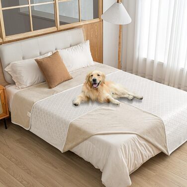 Водонепроникний килимок для собак, 127x152 см. М'який двосторонній коврик для собак великих порід, захист дивану. Сірий + бежевий (80x100 см)