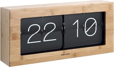 Karlsson KA5642WD Table and Wall Clock XL Flip Clock Wood 17.5 x 37 x 9 cm Bamboo Wood