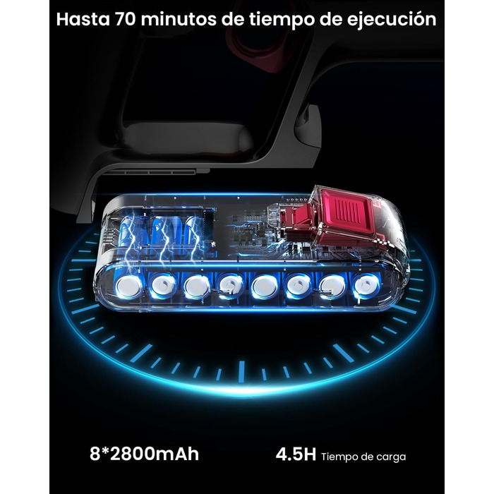 Бездротовий пилосос Anyson 45000Pa/550W з LED-дисплеєм, акумуляторний, 70in, 1.6L, для твердих поверхонь, килимів, видалення шерсті тварин