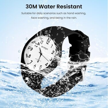 Жіночий годинник: аналоговий кварцовий годинник з силіконовим ремінцем. Спортивний годинник для студентів та дорослих (чорний+білий)