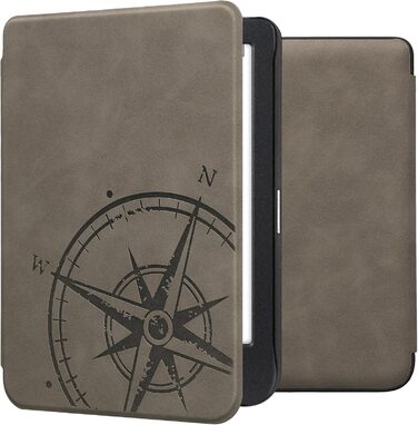 Чохол kwmobile для Kobo Clara BW/Clara Colour/Tolino Shine (5) / Shine Color - чохол з екошкіри, дизайн Kompass Vintage Grey