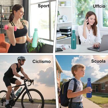 Термос-пляшка спортивна 750 мл, з нержавіючої сталі, подвійні стінки, BPA-Free, для кемпінгу, подорожей та спорту (моховий, 750 мл)