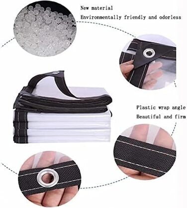Waterproof Transparent Tarp with Eyelets, Transparent Tarp for Outdoors, Tent Transparent Tarps Garden, Tent Tarp Cover, Weatherproof Tarp for Folding (3x6m)