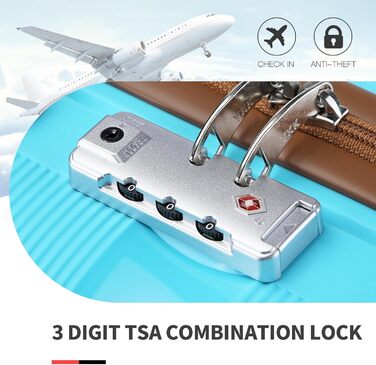 Чемодан для подорожей на 4 колесах, міцний та легкий, TSA-замок, YKK-блискавка, тихі колеса, ручна поклажа з косметичкою (Синій/Коричневий, косметичка)