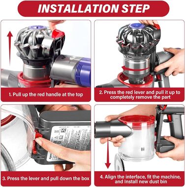 Прозорий контейнер для пилу Dyson V7 / V8, аксесуар для пилососа Dyson, з попереднім фільтром, фільтром та щіткою для очищення