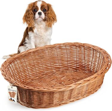 Лежанка для собак та котів KADAX з плетеної лози, 13x58x45 см, натуральний колір, зручне ліжко для тварин