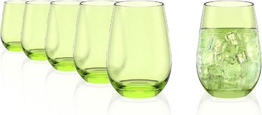 Stölzle Lausitz ELEMENTS Glasses 465 ml Green I Drinking Glasses 6-Piece Set I Dishwasher-Safe Glass Set I High Impact Resistance I Universal Glasses as Water Glasses, Juice Glasses, Whisky Glasses
