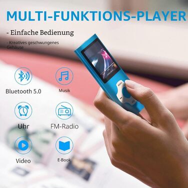 MP4-плеєр Mymahdi з Bluetooth 32GB, Рожевий: 1.8