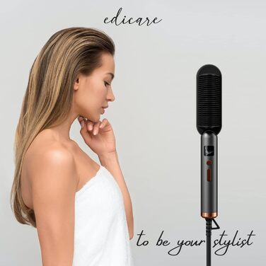 Професійна випрямляч для волосся Edicare з регулюванням температури до 200°C, PTC нагрів, для кучерявого волосся