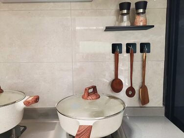 Набір гачків для рушників 6 шт. самоклеючі, з нержавіючої сталі, без свердління, для ванної, туалету, кухні, офісу (чорний)