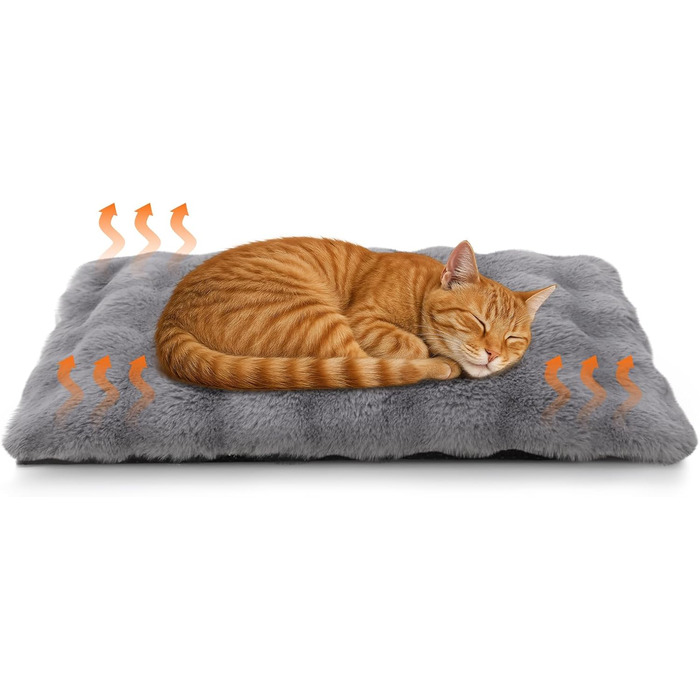 Самогріюча ковдра для тварин Wdmiya 90x60 см, для котів та собак, тепла та миюча, без електроживлення, для подорожей в авто (сірий)