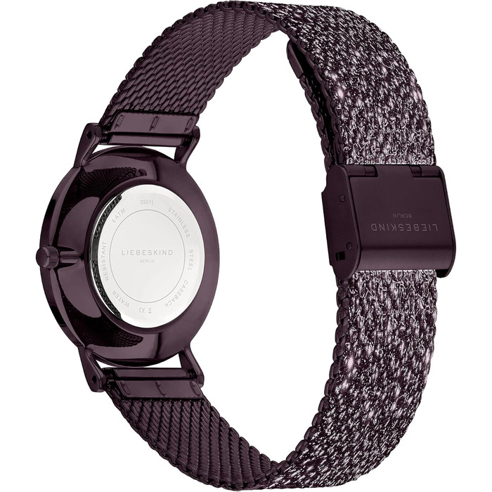 Годинник жіночий LIEBESKIND BERLIN – круглий кварцовий годинник 34 мм – блискучий браслет з сітки – 5ATM водостійкий – сучасний та елегантний – доступний у різних кольорах (Purple Leaf)