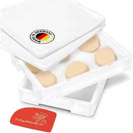 Pizza ball box proofing box for pizza dough sourdough yeast dough food-grade 30x40x8 cm (1 box with 1 lid) white (2 boxes with 2 lids (double pack))