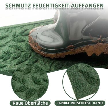 Килимок для дому та вулиці з антиковзаючою основою, 45x75 см, зелений