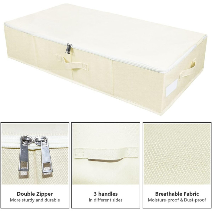 Складана коробка для зберігання під ліжком, 90x42x18 см, з ручками та блискавкою, чорно-сіра, органайзер для ковдр та одягу