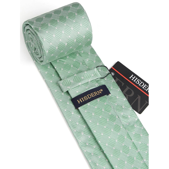 HISDERN Комплект краватки, нагрудного хустинки та краваткової затискача для чоловіків на весілля (салатовий)