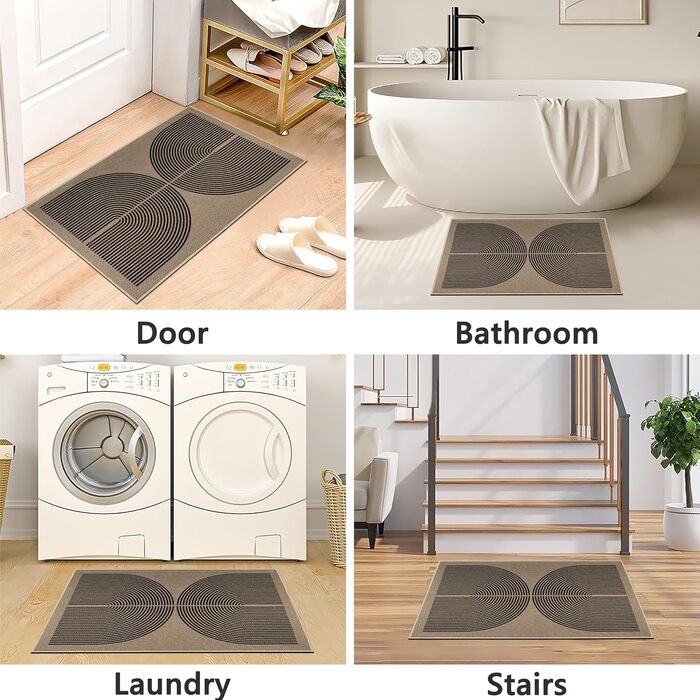 Килимок для дому та вулиці 50x80 см, джутовий, антиковзкий, для входу, балкону (Чорний)