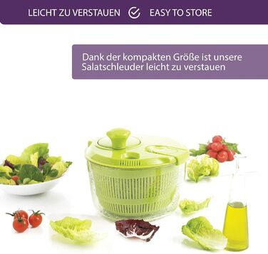 Mastrad Salad Spinner - In a practical size for easy storage - Non-slip base and 100% leak-proof - Dishwasher safe, green, 18.0 x 21.0 x 20.0 cm, F31408