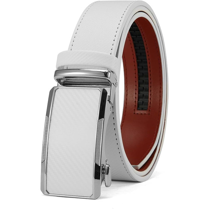 Чоловічий шкіряний ремінь DOOPAI з автоматичною застібкою, 35 мм, без отворів, регульований розмір, для ділового костюма, білий, 115 см (32-36 дюймів)