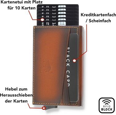 Картхолдер Solo Pelle з RFID захистом для 11 карт, гаманець для повсякденного використання, шкіра коньячного кольору Burned