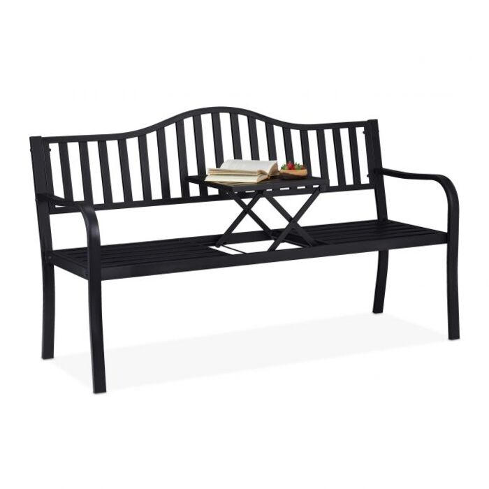 Relaxdays Garden Bench with Folding Table