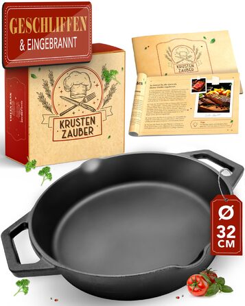 Чавунна сковорода Krustenzauber 28 см для індукційних плит + Інструкція та кулінарна книга