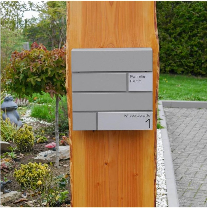 Поштова скринька Metzler G антрацит RAL 7016, з гравіюванням та табличкою з нержавіючої сталі, настінна, 37x37x10.5 см