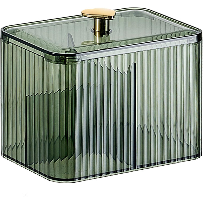 Контейнер для ватних паличок Veki з кришкою, прозорий контейнер для ватних дисків, тримач для ватних паличок для ванної кімнати, органайзер для косметики (зелений)