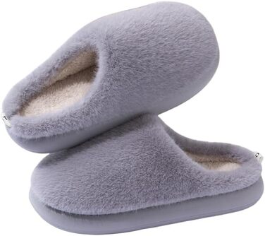 Теплі домашні тапочки з плюшем для жінок (40/41.5 EU, сірі) - антиковзаюча підошва