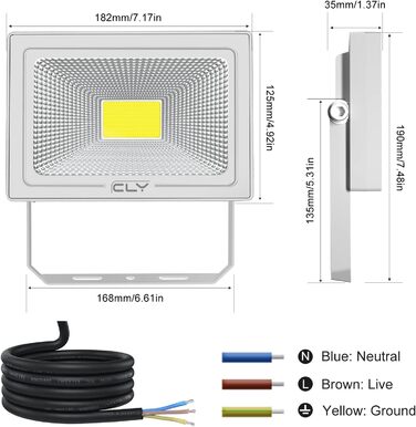 CLY LED Floodlights Outdoor, 50W LED Floodlights, 2 Pack Super Bright 4300LM LED Spotlights, 6500K Cool White IP66 Waterproof LED Outdoor Lights for Backyard, Driveway, Garage, Walkway, Garden