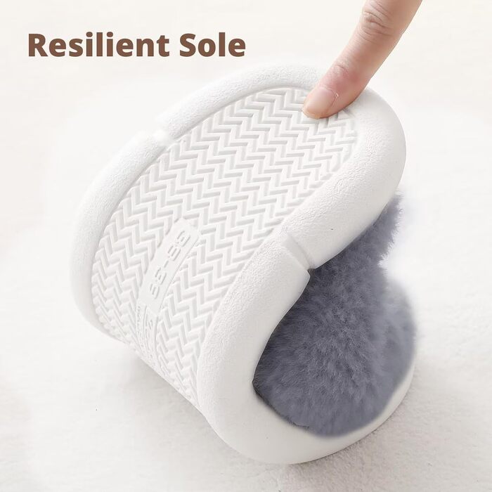 Жіночі плюшеві халапи з штучного хутра, з піною пам'яті, теплі, відкриті, сірі, 36/37 EU