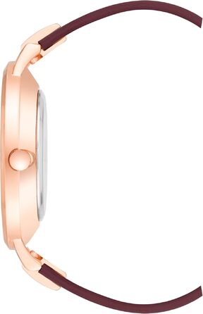 Жіночий годинник Nine West з квітковим циферблатом на ремінці (Бордовий/Розове золото)
