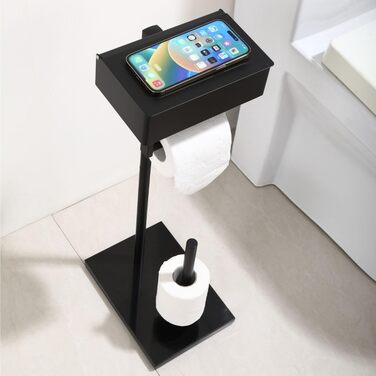 Day Moon™ Standing Toilet Paper Holder, Wet Toilet Paper Box - Toilet Paper Holder with Wet Tissue Box, Toilet Paper Holder with Shelf - Toilet Paper Holder Matte Black Free Standing
