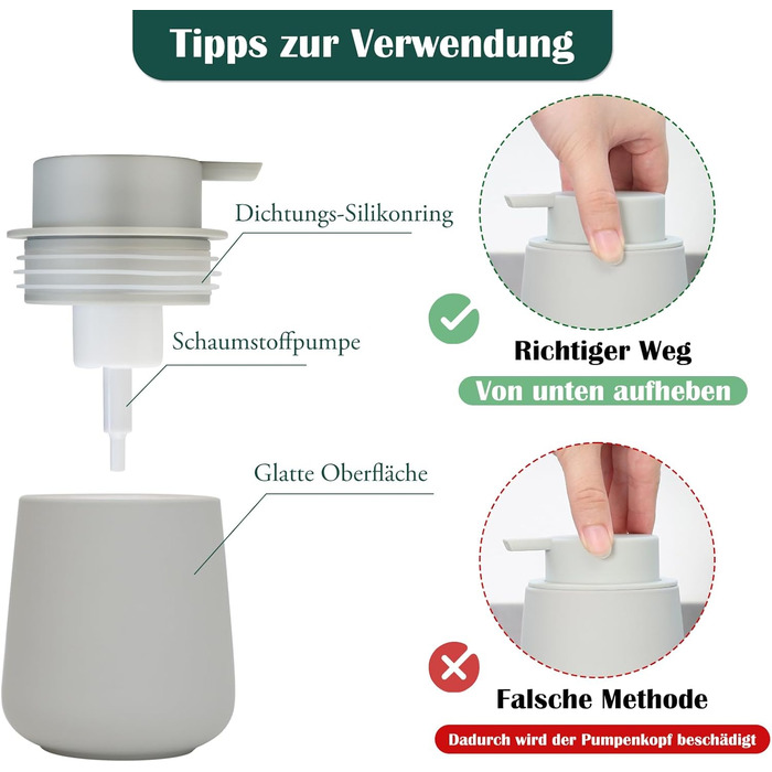 Дозатор для миючого засобу BosilunLife 350 мл - Наповнюваний, велика кнопка, стильний, антиковзкий, BPA-free для кухні та ванної кімнати