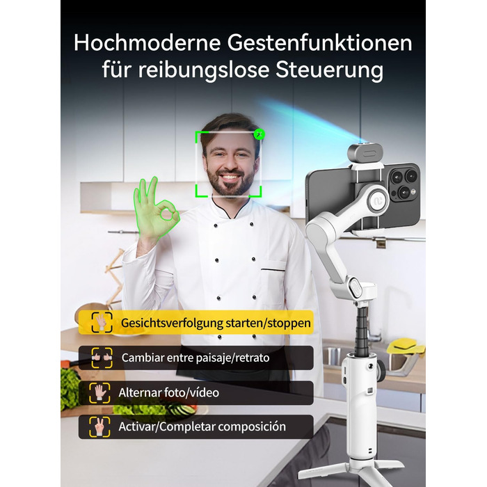 Стабілізатор для iPhone та Android з 3-осьовою стабілізацією та OLED-дисплеєм, 7.8