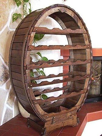 DanDiBo Wine Rack Barrel for 24 Bottles, Brown Stained, Bar Bottle Stand Barrel Bottle Holder Bottle Shelf