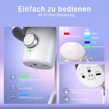 MAONO DM40 PRO Бездротовий мікрофон для ПК з RGB-підсвічуванням та ШІ-зміною голосу, 3-рівневим шумозаглушенням, для геймінгу, подкастингу та стрімінгу