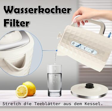Електричний чайник 1.7л, 1850W, з автовимкненням та захистом від перегріву, для кави та чаю, Бежевий