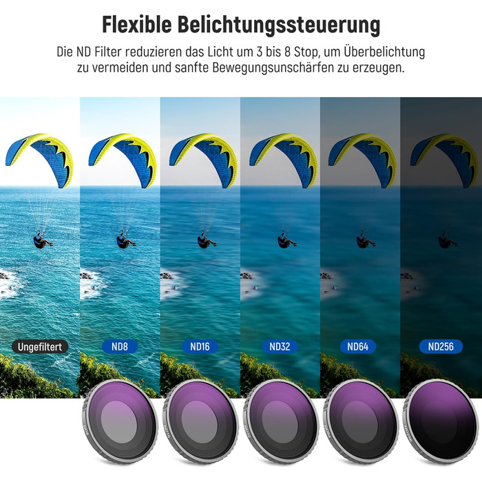 Набір фільтрів NEEWER CPL та ND для DJI Osmo Action 4/Action 5 Pro (4 шт.): CPL, ND8, ND16, ND32. Сумісний з DJI Osmo Action 4/Action 5 Pro. Фільтри для екшн-камери, з багатошаровим покриттям.