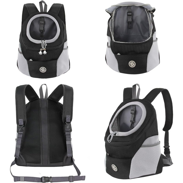 Рюкзак для собак та котів, переноска для тварин, чорний. Зручна переноска-рюкзак для подорожей та прогулянок на природі. Дихаючий дизайн, водовідштовхувальний дно.