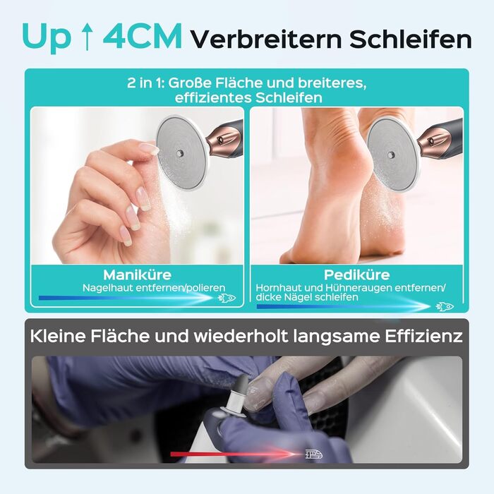 COSLUS C43 Професійний електричний набір для манікюру та педикюру: набір для догляду за ногами, руками та догляду за товстими нігтями, 5 швидкостей, сірий