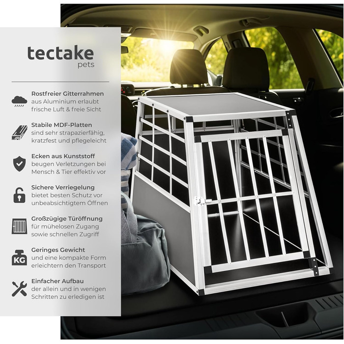 Транспортна переноска для собак tectake® XL - переноска для авто та дому, алюміній, для 2 собак, 97 x 90 x 69,5 см