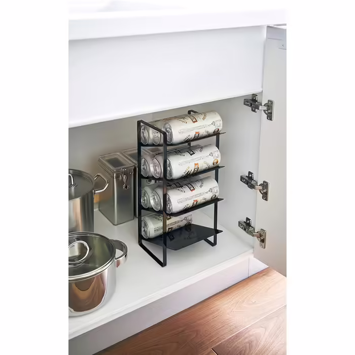 Yamazaki 4304 Tower Bottle Rack, White, Steel, Minimalist, 20 x 20.5 x 40 cm (Black)