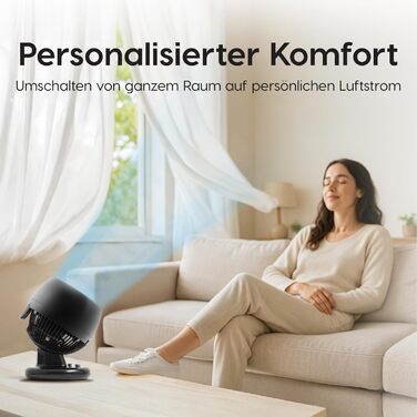 Вентилятор настільний Iris Ohyama Woozoo, 33 м², 3 швидкості, осциляція, тихий, чорний