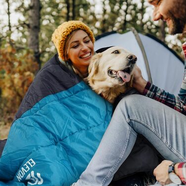 Спальний мішок Elevon для дорослих, підлітків та дітей, 3-4 сезони, водонепроникний, компактний, для кемпінгу, рюкзаків, подорожей, зелений (2 особи)